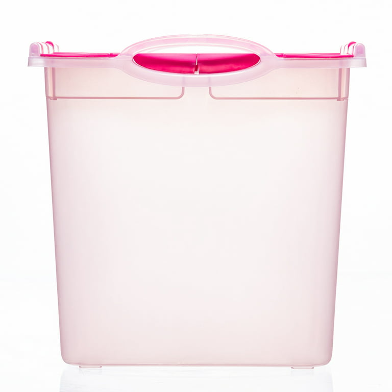 Your Zone Child and Teen Plastic Pink Storage Bin with Hinged Lid