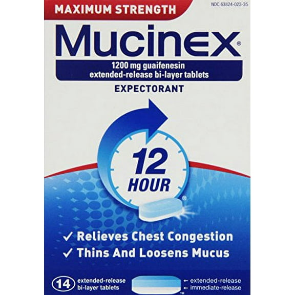 Mucinex 12Hr Maximum Strength Extended-Release Bi-Layers, 14ct, 5-Pack