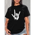 thumbnail image 1 of Camisetas con diseño gráfico para mujer, playera corta, clásico, estética, ropa de verano de los 90Chic 'I Love You' Gesture Graphic Tee for Women - Casual Round Neck Short Sleeve T-Shirt, Breathab, 1 of 8