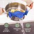 thumbnail image 4 of Snap N' Strain - Silicone Pasta Strainer Clip-On for Pots and Pans - Heat Resistant Colander for Vegetables and Noodles - Kitchen Gadgets for Cooking - Space-Saving Design - Gray, 4 of 12