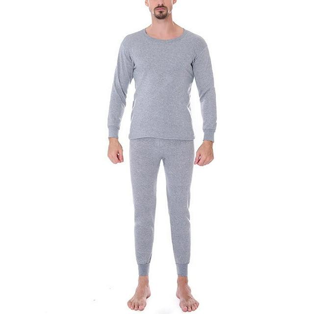 Grianlook Solid Pajamas Set for Men Slim Fit Two Piece Sleepewear