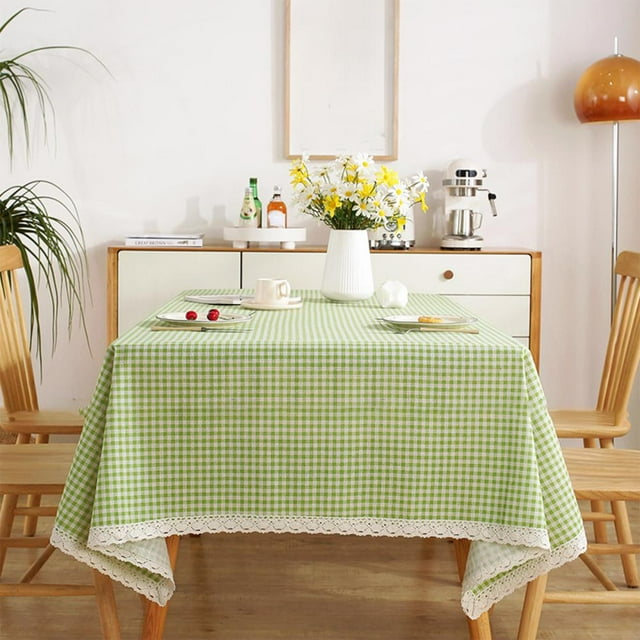 Feltree Tablecloth 39x59 Inches Heavyweight Plaid Tablecloth with Lace Trim Washable and Wrinkle-Free for Dining Table Kitchen Picnic Restaurant Party Farmhouse Decor