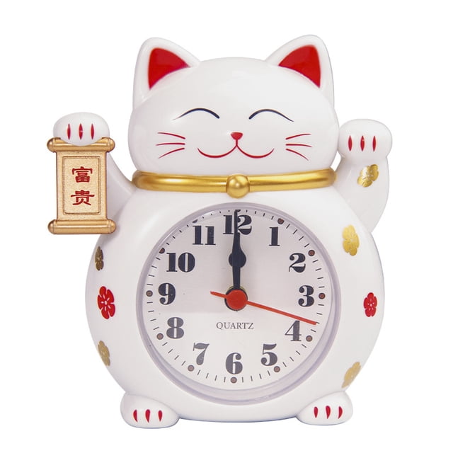 Despertador Creative Lucky Cat con movimiento de cuarzo, 13,3 cm