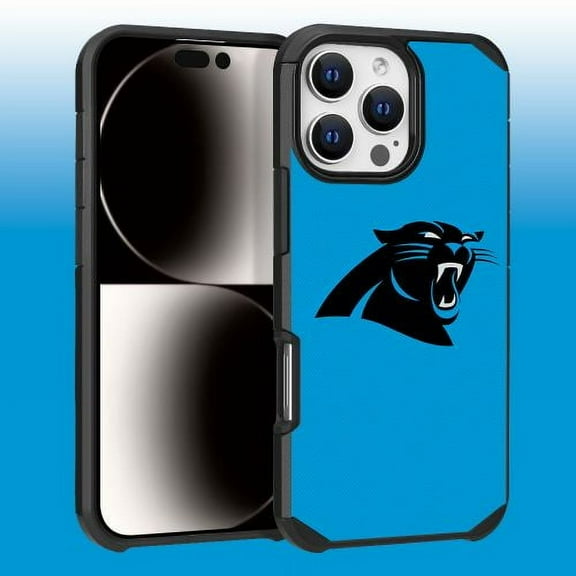 Apple iPhone 16 Pro Max (6.9) - NFL Licensed Carolina Panthers Team Logo on Light BLue Textured Dual Layer Case