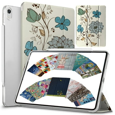 DuraSafe Cases For iPad PRO 12.9 - 3 Gen (Will Not Fit on PRO 12.9 2020) Ultra Slim Protective Cover Supports Pencil Pair & Charging with Transparent Back - Watercolor Flowers