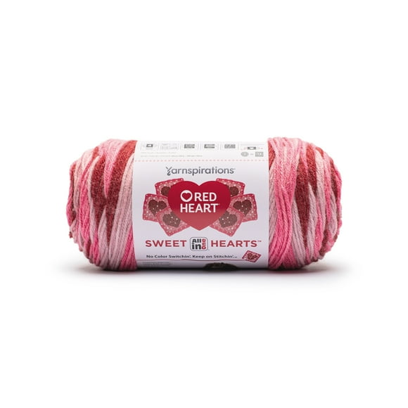 Red Heart® AIO Sweet Hearts™ #4 Worsted (Medium) Acrylic Yarn, Valentine 8.8oz/250g 440 Yards