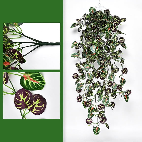 1PC Artificial Purple Ivy Hanging Vine Plants - Small Potted Long Trailing Cascading Foliage, Gothic Home Decor for Indoor/Outdoor, Office, Garden & Shelf