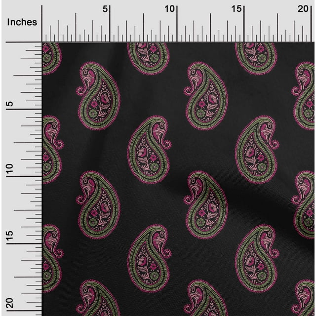 oneOone Silk Tabby Fabric Paisley Block Decor Fabric Printed BTY 42 Inch Wide