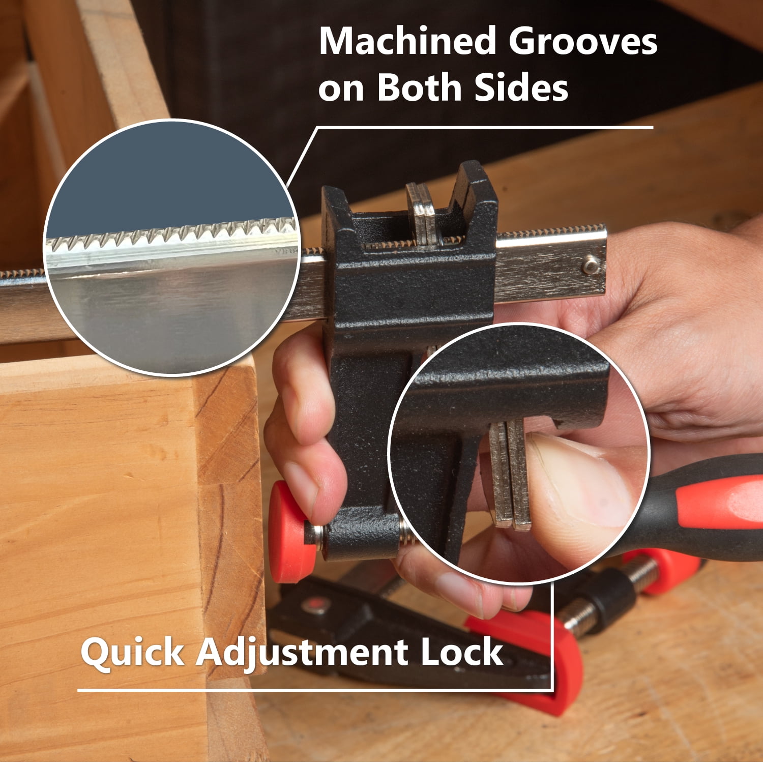 POWERTEC 2PK 24 inch Steel Bar Clamps w/ 600 lbs Loads Limit & 2-1/2" Throat, Quick Adjust & Release F Clamp with Micro-Adjustment Handle for Woodworking, Metalworking and DIY Projects (71919N)