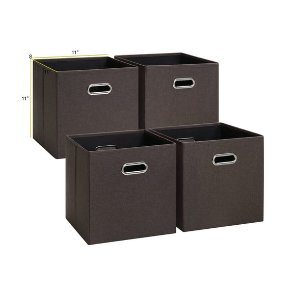 SunnyPoint Oxford Fabric Foldable Storage Basket Bin; (11"/4pcs, Brown)