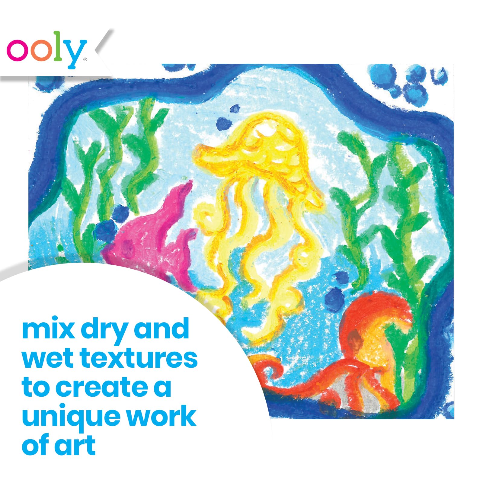 OOLY Smooth Stix, 24 Watercolor Gel Crayons for Kids, Paintbrush Included