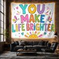 thumbnail image 6 of "YOU MAKE LIFE BRIGHTER" Message on a White Field, Inspirational Illustration for Kids, Colorful Affirmation Art Print, Birthday Gift Tapestry Wall Hanging for Bedroom and Playroom, 6 of 7