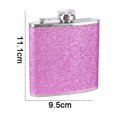 thumbnail image 2 of Stainless Steel With Colorful Glitter Hip Flask - Stores 6 OuncesPurple6oz, 2 of 5