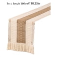 thumbnail image 3 of Chemin de Table en Coton et Toile de Jute Tissé avec Pompons Style Ferme Boho, 3 of 8