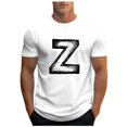 thumbnail image 2 of Mens Shirts Print Short Sleeve T-shirt Round-Neck Casual Sports T-shirt Blouses White M T-shirts for Men, 2 of 5