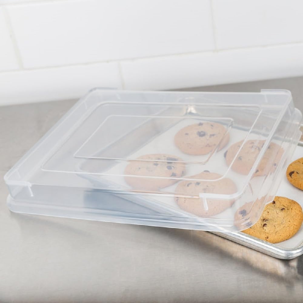 TrueCraftware- Set of 2 Polypropylene 1/4 Size Sheet Pan Cover Clear Color- Sheet Pan Cover for Baking Tray Baking Pans for Cookies and Cakes Perfect for Home Bakery and Restaurants