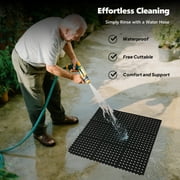 Ktaxon 36 x 36 Rubber Floor Mat with Drainage Holes, Anti-Fatigue Non-Slip Drainage Mat Entry Door Mat for Kitchen Restaurant, Black