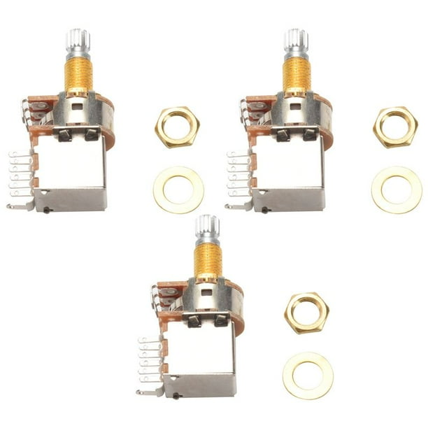 3X A500K PotencióMetro Push Pull Switch Splined Dpdt Pot Shaft 25mm Guitarra Eléctrica Tone Volume Parts Guitar Parts Y Accessories