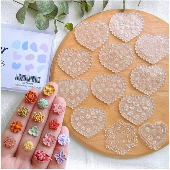 Polymer Clay Molds - 12 Pcs Mini Floral Clay Molds for Jewelry Making, Earring Decoration (Substitute Polymer Clay Cutters)