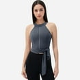 thumbnail image 2 of Women's Halter Neck Wrap Tie Athletic Tank Top - X Large, Gray, 2 of 5