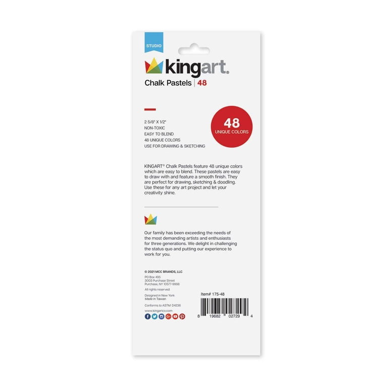 Kingart Studio Colored Square Chalk Pastels, 48 Colors photo 5