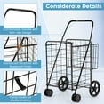 thumbnail image 4 of Resenkos Folding Shopping Cart for Laundry with Swiveling Wheels and Dual Storage Baskets-Black, Shopping Carts for Groceries, Heavy Duty Folding Shopping Cart, 4 of 8