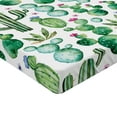 thumbnail image 2 of Ambesonne Cartoon Fitted Sheet, Mexican Cactus Plants, King Size, Lime Green Pale Pink, 2 of 3
