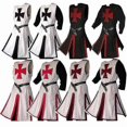 thumbnail image 2 of Mens Medieval Crusader Knights Templar Tunic Costumes Renaissance Halloween Surcoat Warrior Black Plague Cloak Cosplay Top, 2 of 5