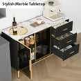 thumbnail image 3 of Sideboards Buffets Cabinet with Glass Doors,Fluted Freestanding Buffet Cabinet with Drawers, Marble Top Kitchen Sideboard Cabinet Accent Cabinet for Dining Room,Living Room, 3 of 7