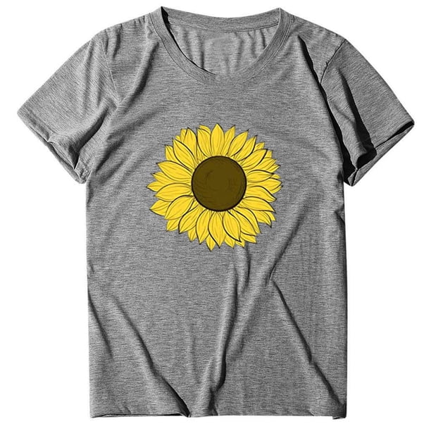 Gibobby Camisetas de verano para mujer Camisas mujeres Print Daily con estilo Camisa con estilo(Gris,CH)