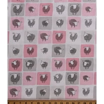 Cotton Sheep Wooley Sheep Farm Animals Country Pink Gray Cotton Fabric Print by the Yard (AUK-17631-10-PINK)