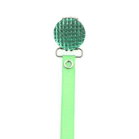 Quilted Crystal Pacifier Clip with Solid Ribbon, Bright Colors