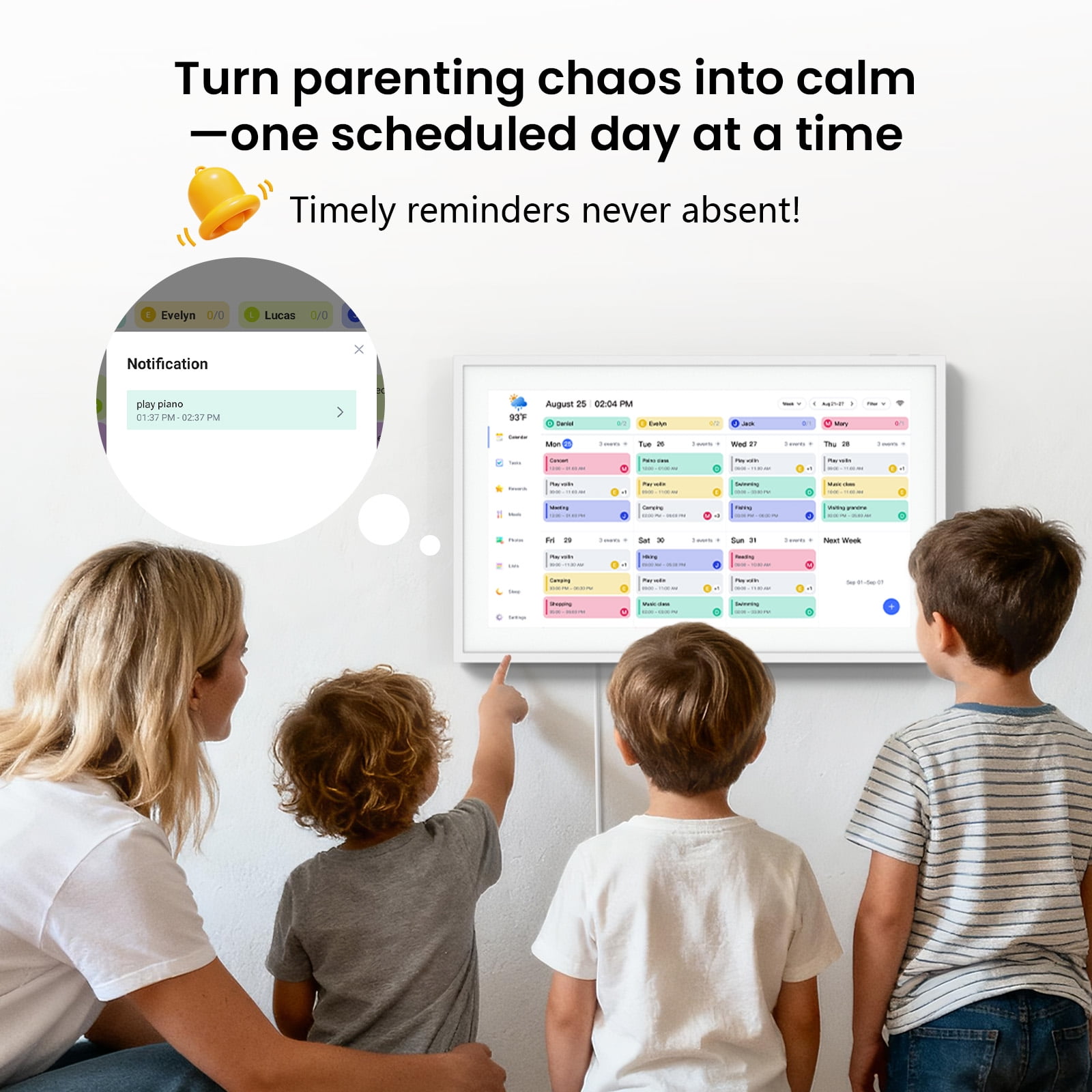 NEWYES 15.6" Digital Calendar 2026 Holiday Planning, Smart Family Schedules Meal Planner & Chore Chart,  Interactive Touchscreen, Wall & Desk Digital Picture Frame, Ideal Gift Choice for Mom