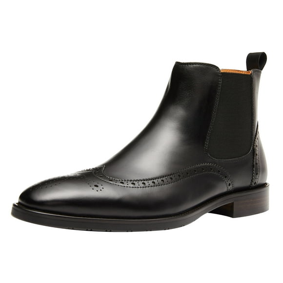 Santimon Genuine Leather Chelsea Boots Casual Ankle Boots Classic Men Oxford Boots Black US 8.5