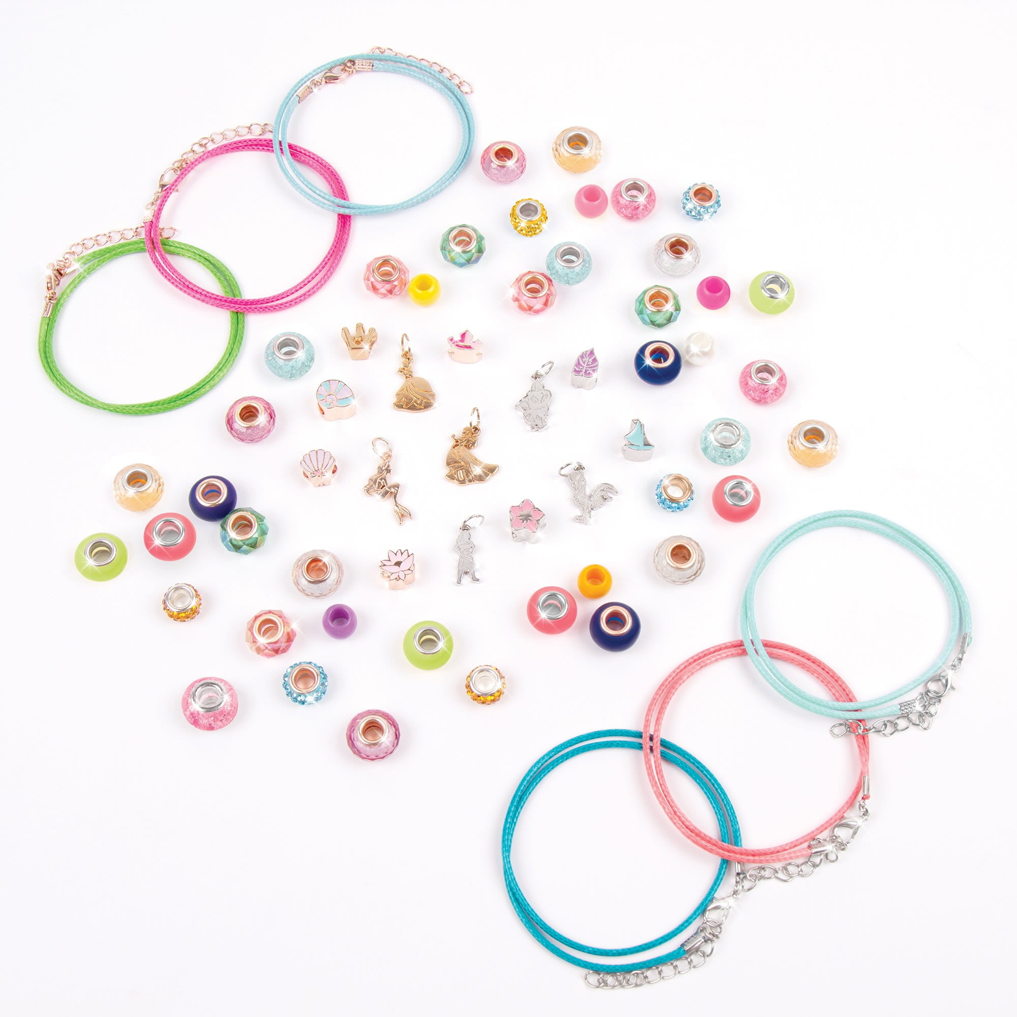 Disney Princess 2-in-1 Deluxe Royal DIY Jewels & Gems Kit- Create 6 Princess Charm Bracelets, 67 Piece,  Ages 8+