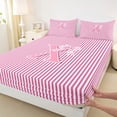 thumbnail image 4 of Feelyou Pink Bow Letter X Bed Sheets for Kids, Cute Princess Style King Sheets for Bedroom, Pink, 4-Piece, 4 of 5
