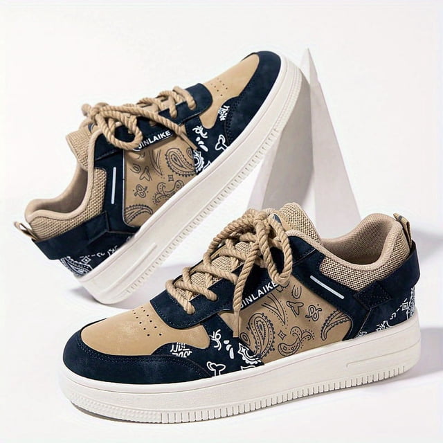 Men's Trendy Casual Sneakers With Rope Laces For Outdoor Walking Training