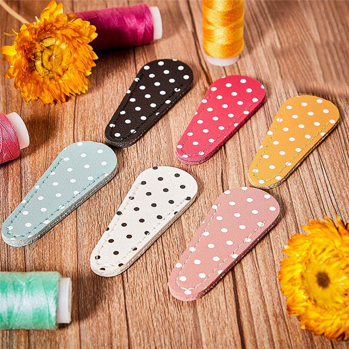 30 Pieces Embroidery Scissors Sheath Polka Dot Scissors Protective Cover Scissors Leather Sheath for Scissors Protection
