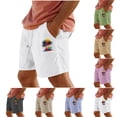 thumbnail image 2 of Kalauyu Men's Linen Shorts Casual Cotton Elastic Waist Drawstring Summer Beach Vacation Shorts with Pockets Palm Tree Graphic Knee Length Loose Bottoms, 2 of 5