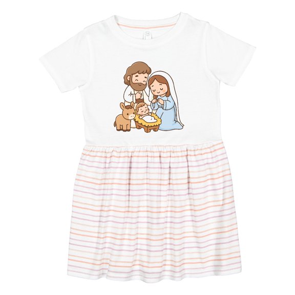 Inktastic Nativity Scene Christmas Manger Girls Toddler Dress