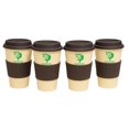 thumbnail image 1 of Domore set 4 vasos cafeteros 500 ml negro fibra de bambú reutilizables con tapa, 1 of 5
