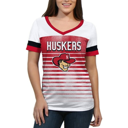 Nebraska Huskers Tailgate - Nebraska Huskers Line Up Women's/Juniors Team Short Sleeve V Neck Tee Shirt