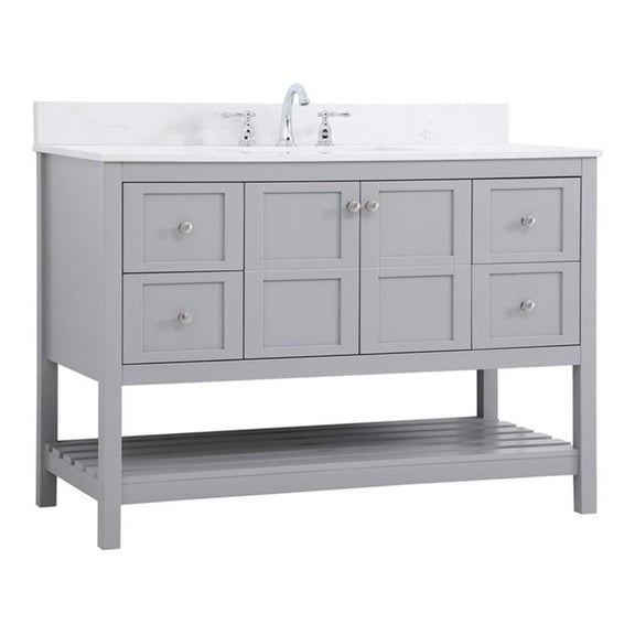 48 inch Single Bathroom Vanity in Gray with Backsplash