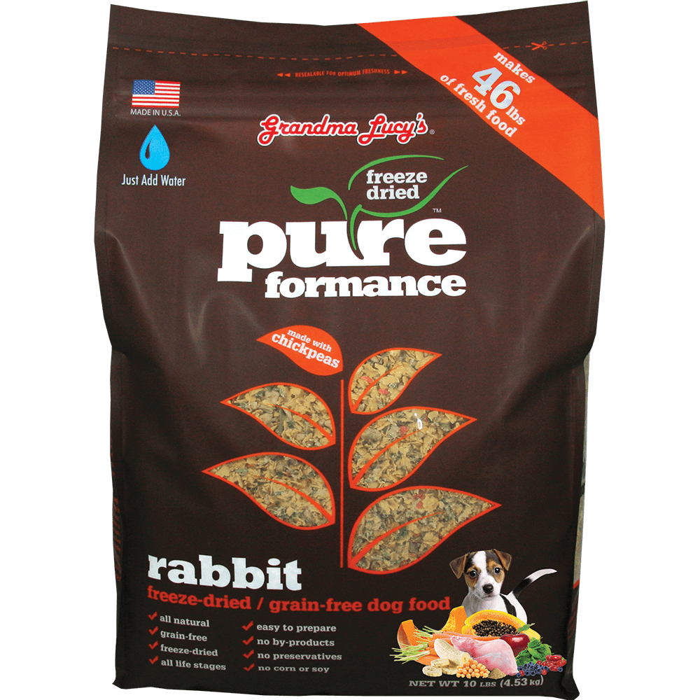 Grandma Lucy's Pureformance GrainFree Rabbit Freeze Dried Dog Food, 10 Lb