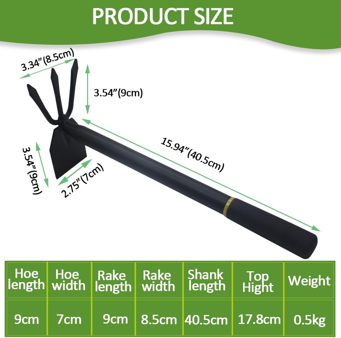 Garden Hoe and Cultivator, Long Heavy Duty Hand with Tiller, 2 Section Handle, Carbon Steel Blade, Cultivator Tools for Loosening Soil, Digging