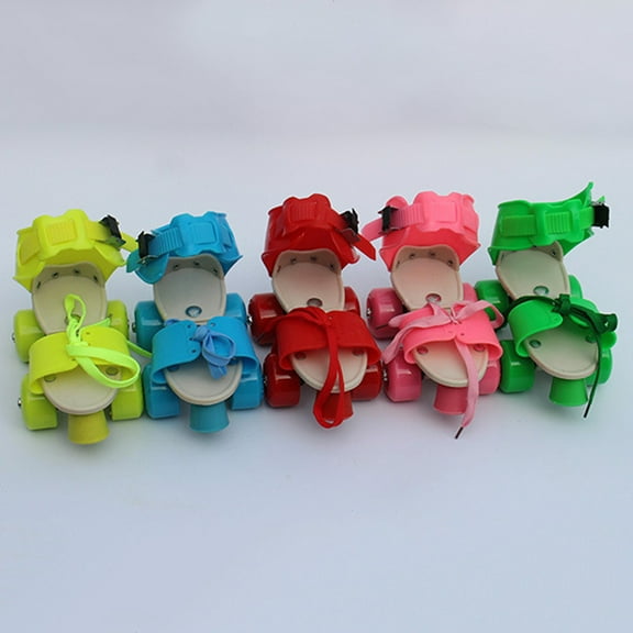 GOOHOCHY Kids Adjustable Double Row Four-Wheel Skate Shoes with PVC and PU, Size 25-32, Ideal Gift for Children