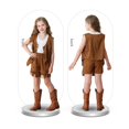 thumbnail image 4 of Kids Ethnic Style Suede Vest Set Hippie Tassel Outfit Casual Comfortable 2 Piece Set for Boys Girls - Brown - Size 130, 4 of 5
