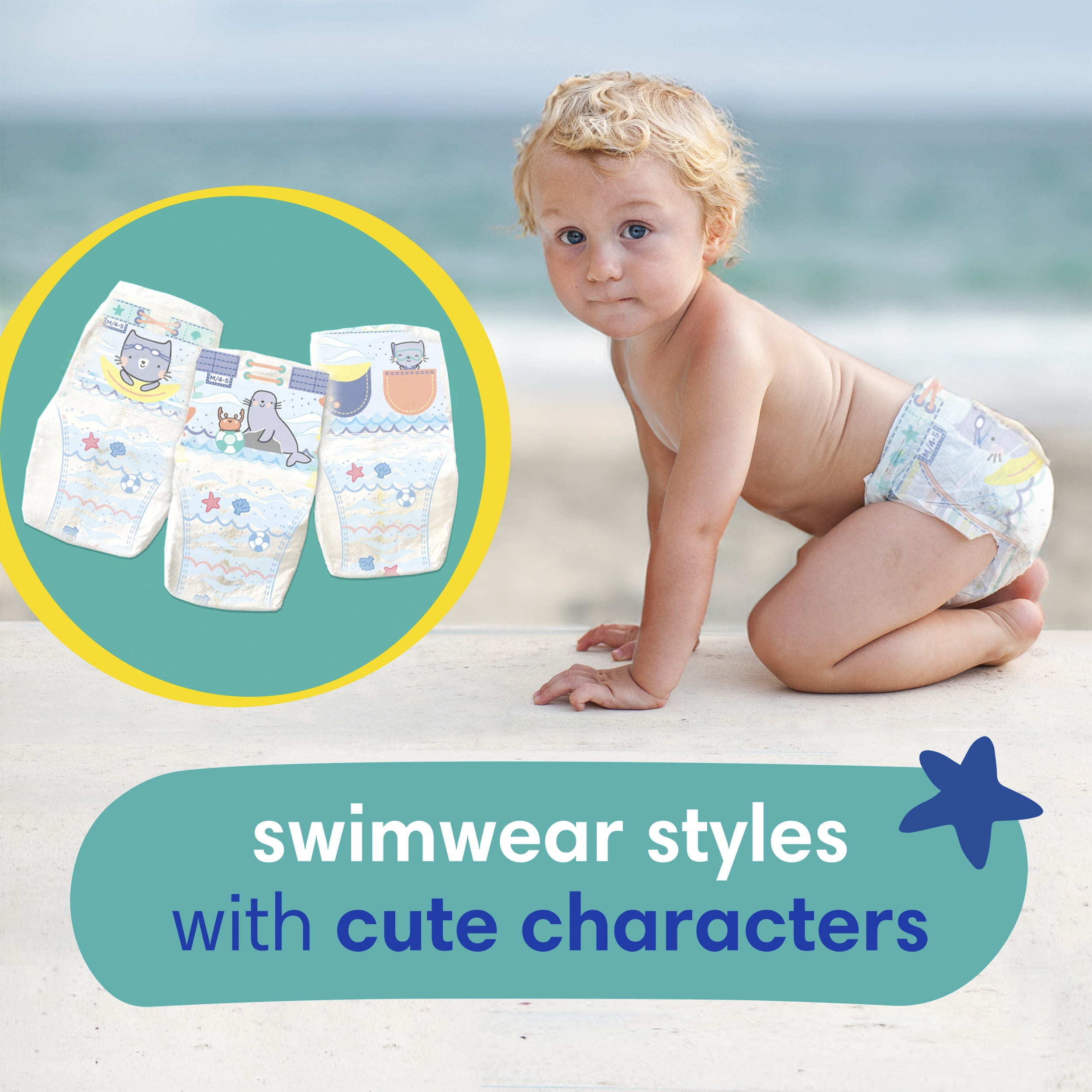 Pampers Splashers Swim Diapers Size M 18 Count 