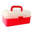 thumbnail image 2 of M Buder Caja de Almacenamiento Plegable de Tres Capas Organizador de Plástico Multiusos con Asa Portátil Rojo (29 cm / 11.4 inches), 2 of 9
