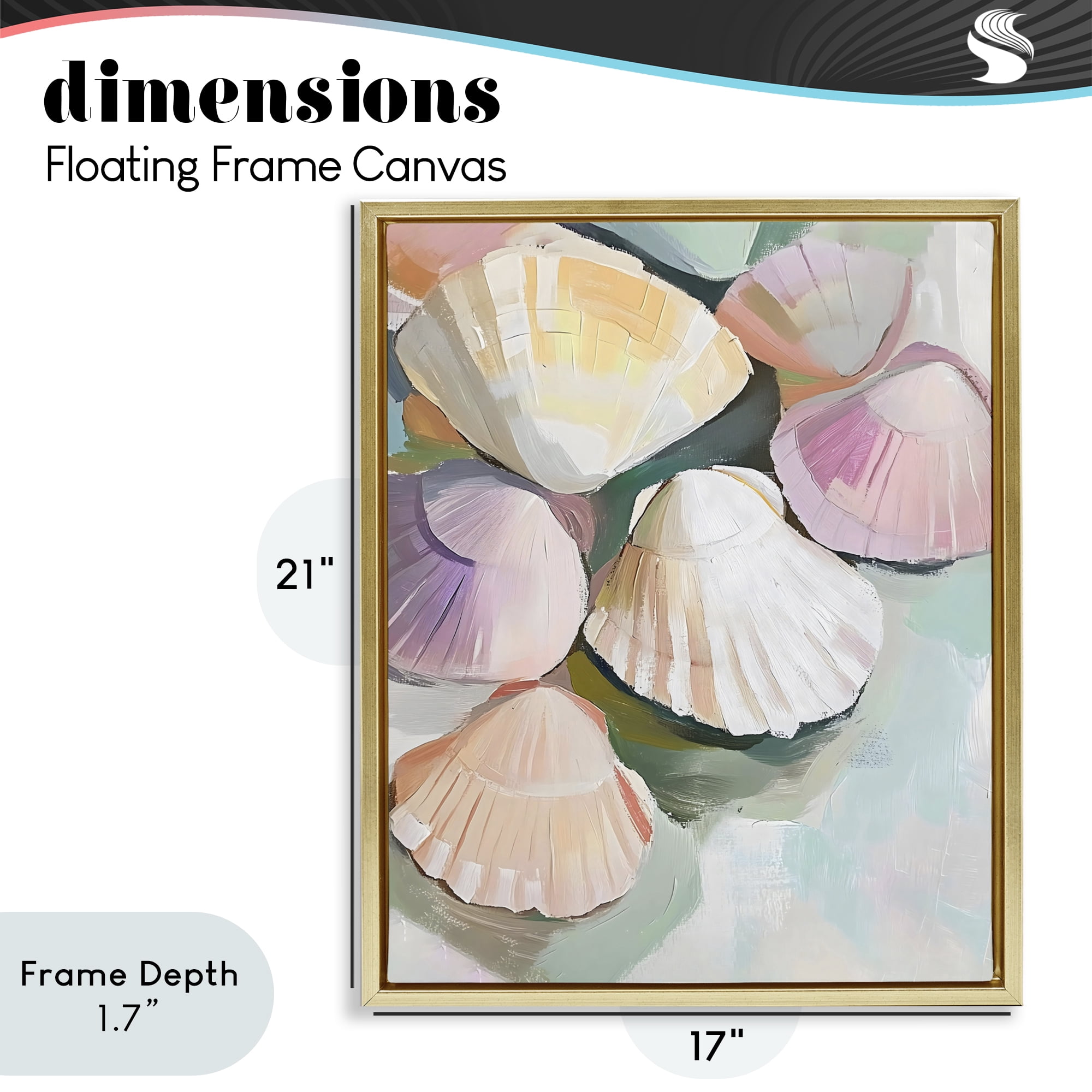 Stupell Industries Pink Seashells Marine Collection Gold Framed Floater Canvas Wall Art, design by The Prints Vibe
